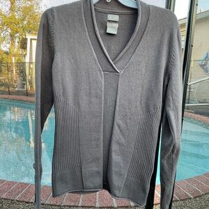 Adidas adiPURE Women's Golf V-Neck Sweater in Charcoal Gray ribbed M